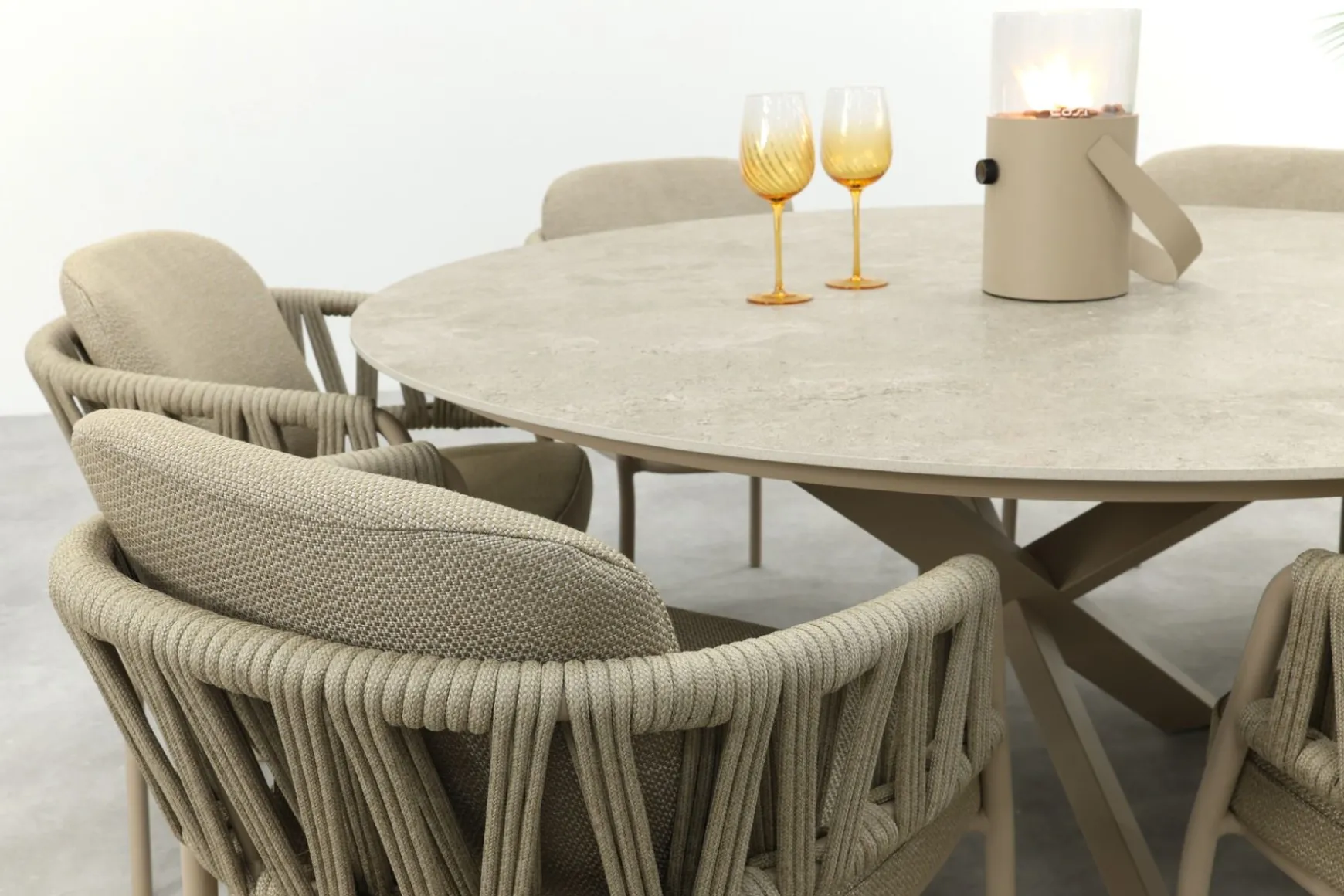 Taste Calma/Prado 6-persoons ronde dining tuinset Ø160 cm. - Latte
