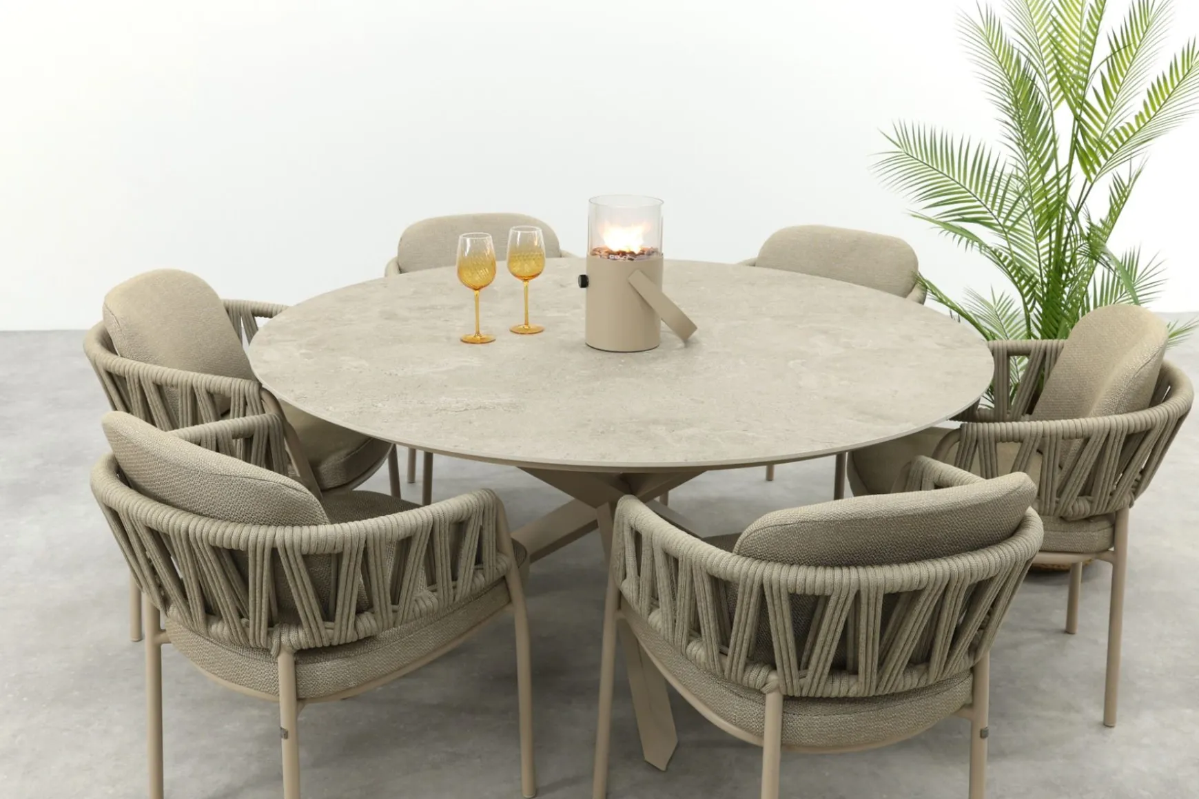 Taste Calma/Prado 6-persoons ronde dining tuinset Ø160 cm. - Latte