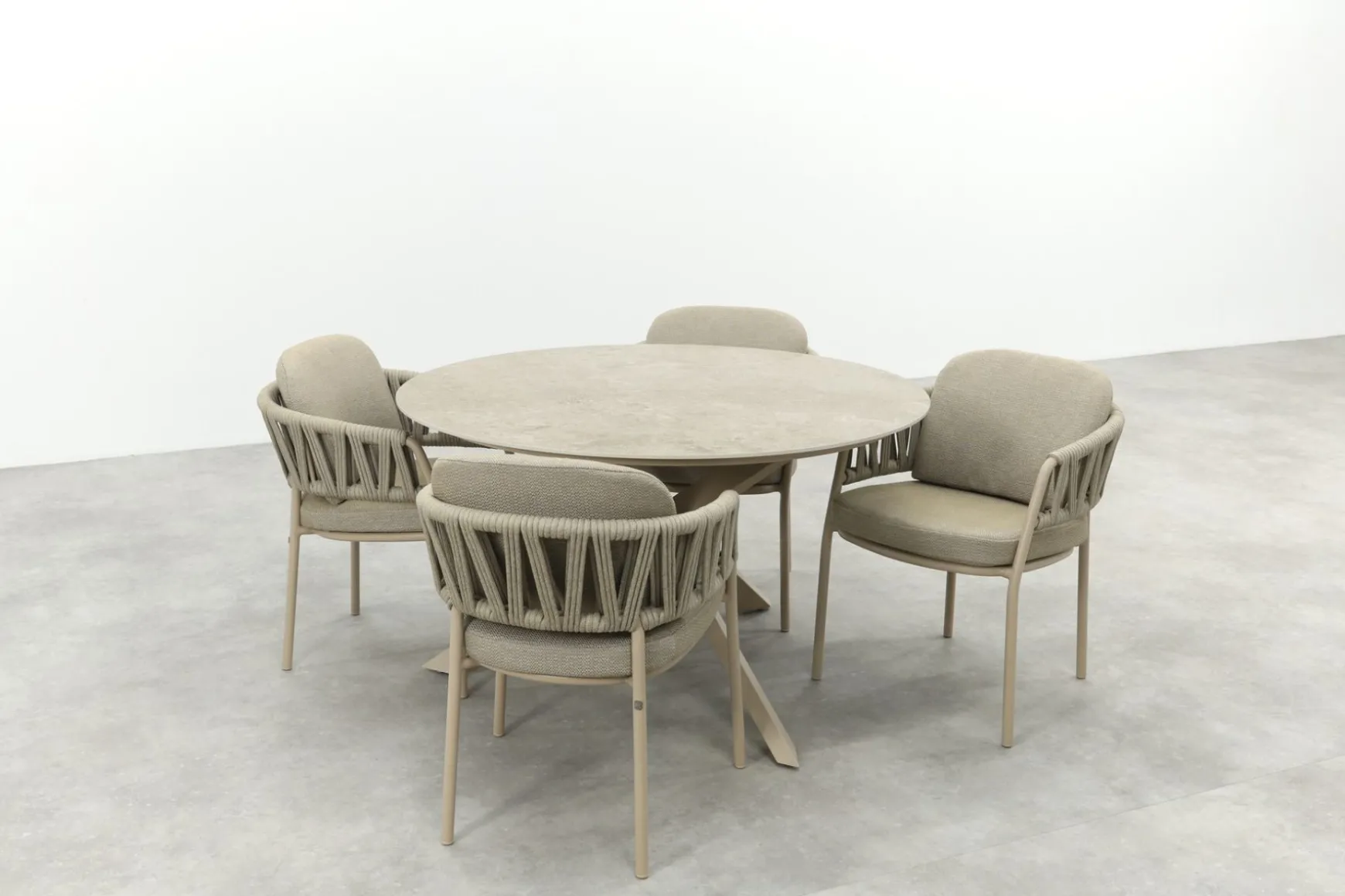 Taste Calma/Prado 4-persoons ronde dining tuinset Ø130 cm. - Latte