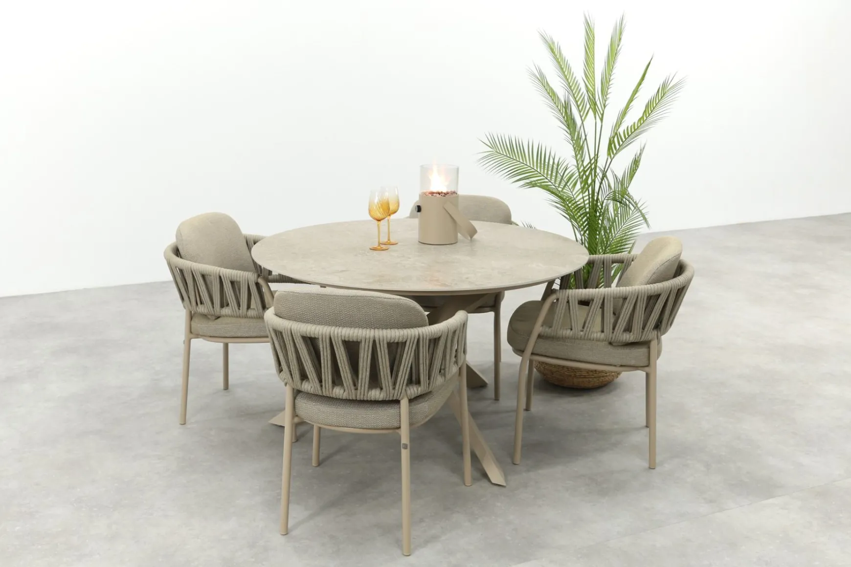 Taste Calma/Prado 4-persoons ronde dining tuinset Ø130 cm. - Latte