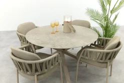 Taste Calma/Prado 4-persoons ronde dining tuinset Ø130 cm. - Latte