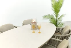 Taste Calma/Ventaro ovale tuinset voor 6 personen 240x115 cm. - Latte