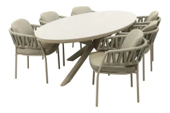 Taste Calma/Ventaro ovale tuinset voor 6 personen 240x115 cm. - Latte