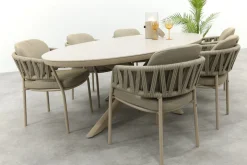 Taste Calma/Ventaro ovale tuinset voor 6 personen 240x115 cm. - Latte