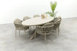 Taste Calma/Ventaro ovale tuinset voor 6 personen 240x115 cm. - Latte