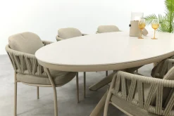 Taste Calma/Ventaro ovale tuinset voor 6 personen 240x115 cm. - Latte