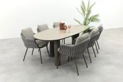 Taste Cannes/Denia 6-persoons organische tuinset 240x105 cm. - Terre