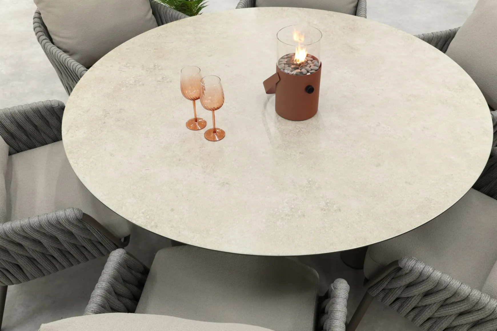 Taste Cannes/Donato 6-persoons ronde low dining tuinset Ø160 cm. - Terre