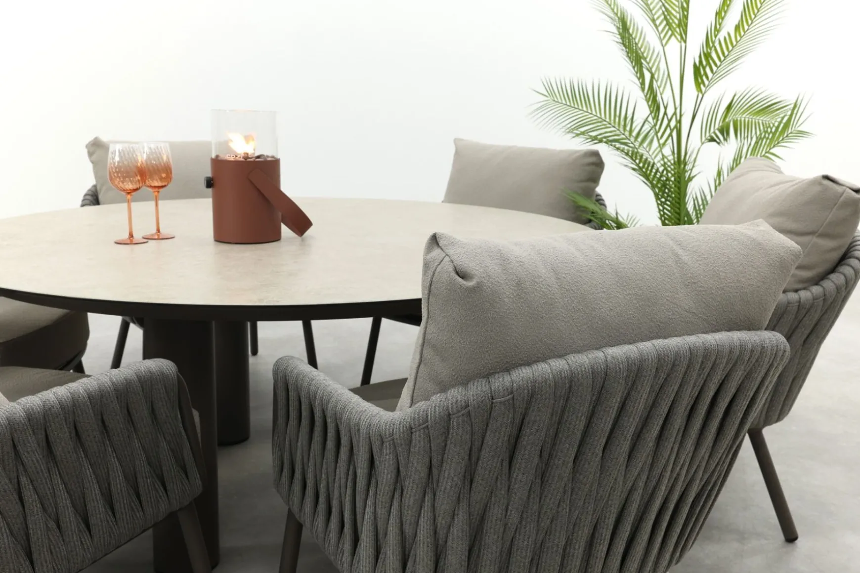 Taste Cannes/Donato 6-persoons ronde low dining tuinset Ø160 cm. - Terre