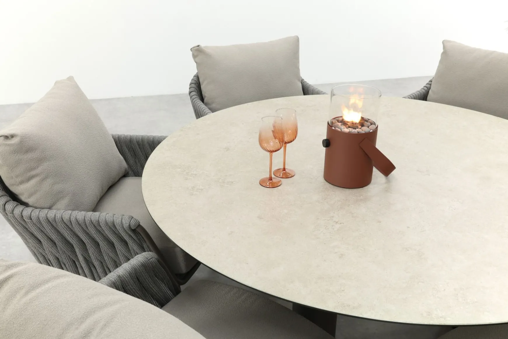 Taste Cannes/Donato 6-persoons ronde low dining tuinset Ø160 cm. - Terre