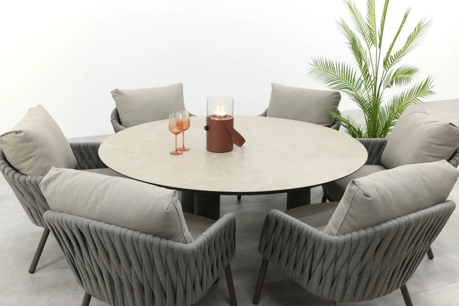 Taste Cannes/Donato 6-persoons ronde low dining tuinset Ø160 cm. - Terre