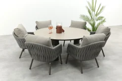 Taste Cannes/Donato 6-persoons ronde low dining tuinset Ø160 cm. - Terre