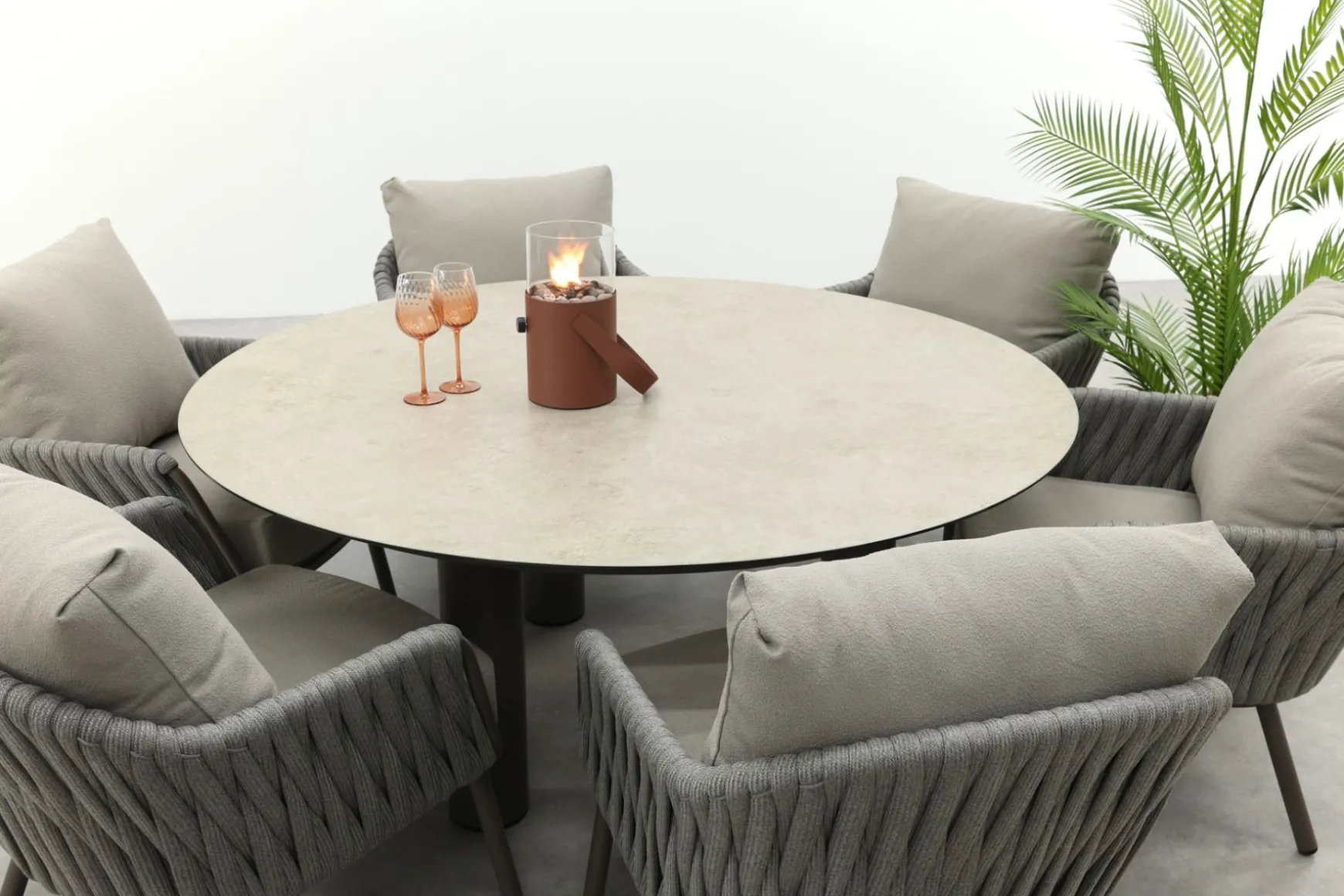 Taste Cannes/Donato 6-persoons ronde low dining tuinset Ø160 cm. - Terre