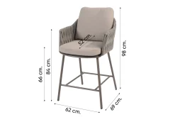 Taste Cannes/Manolo 4-persoons high dining barset 180x90 cm. - Terre