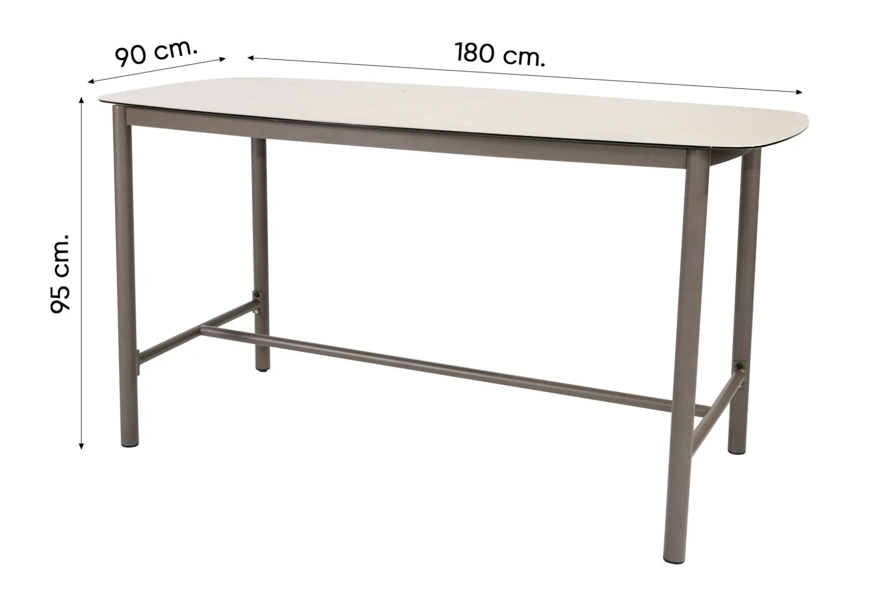 Taste Cannes/Manolo 4-persoons high dining barset 180x90 cm. - Terre