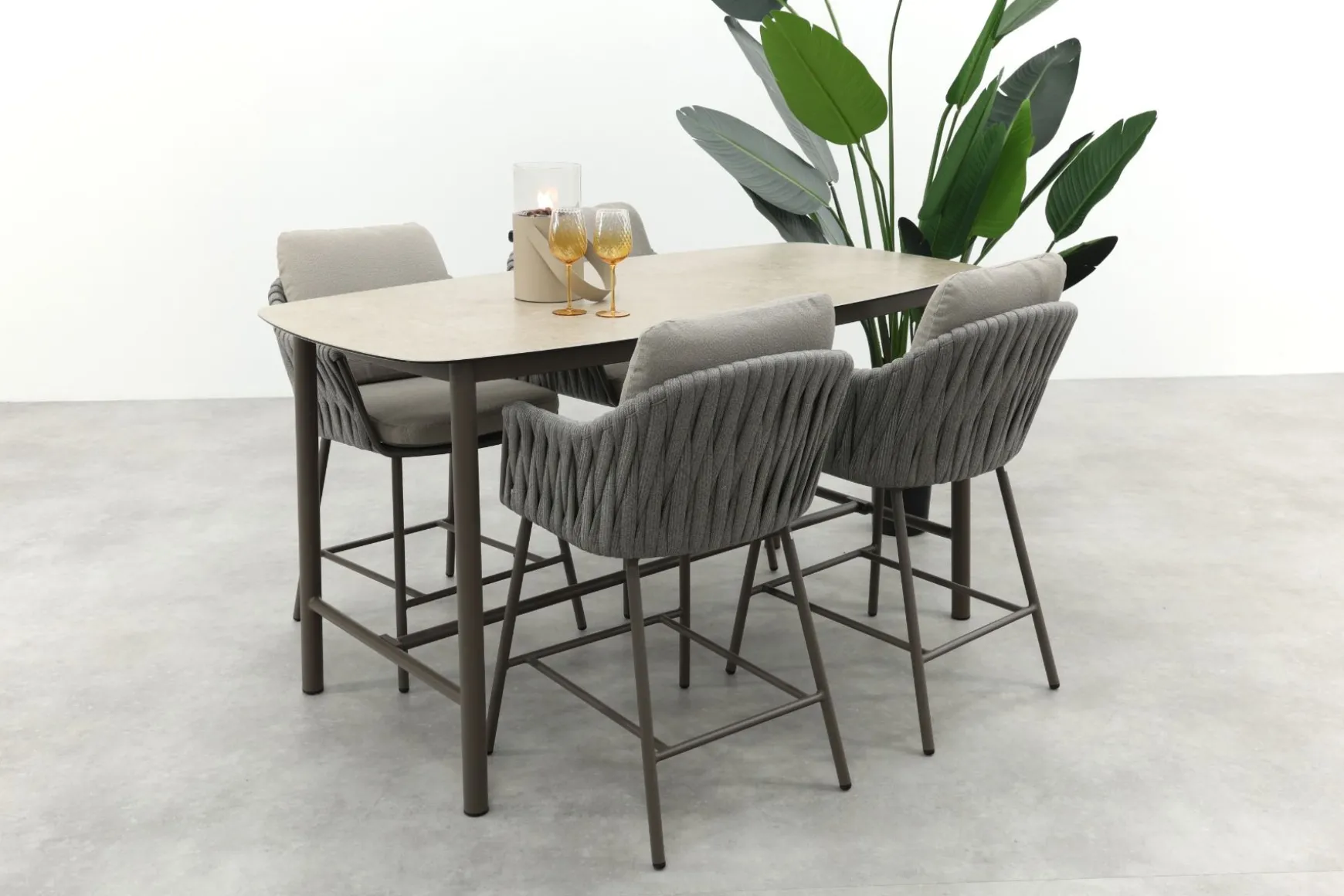Taste Cannes/Manolo 4-persoons high dining barset 180x90 cm. - Terre