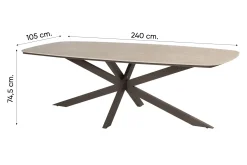 Taste Cannes/Prado 6-persoons Deens ovale tuinset 240x105 cm. - Terre