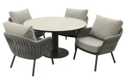 Taste Cannes/Sarah 4-persoons ronde low dining tuinset Ø130 cm. - Terre