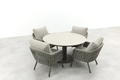 Taste Cannes/Sarah 4-persoons ronde low dining tuinset Ø130 cm. - Terre