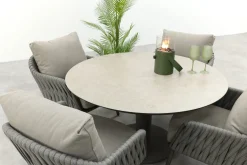 Taste Cannes/Sarah 4-persoons ronde low dining tuinset Ø130 cm. - Terre