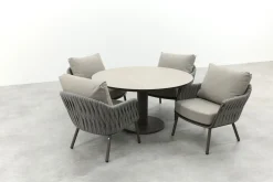 Taste Cannes/Sarah 4-persoons ronde low dining tuinset Ø130 cm. - Terre