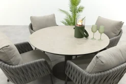 Taste Cannes/Sarah 4-persoons ronde low dining tuinset Ø130 cm. - Terre