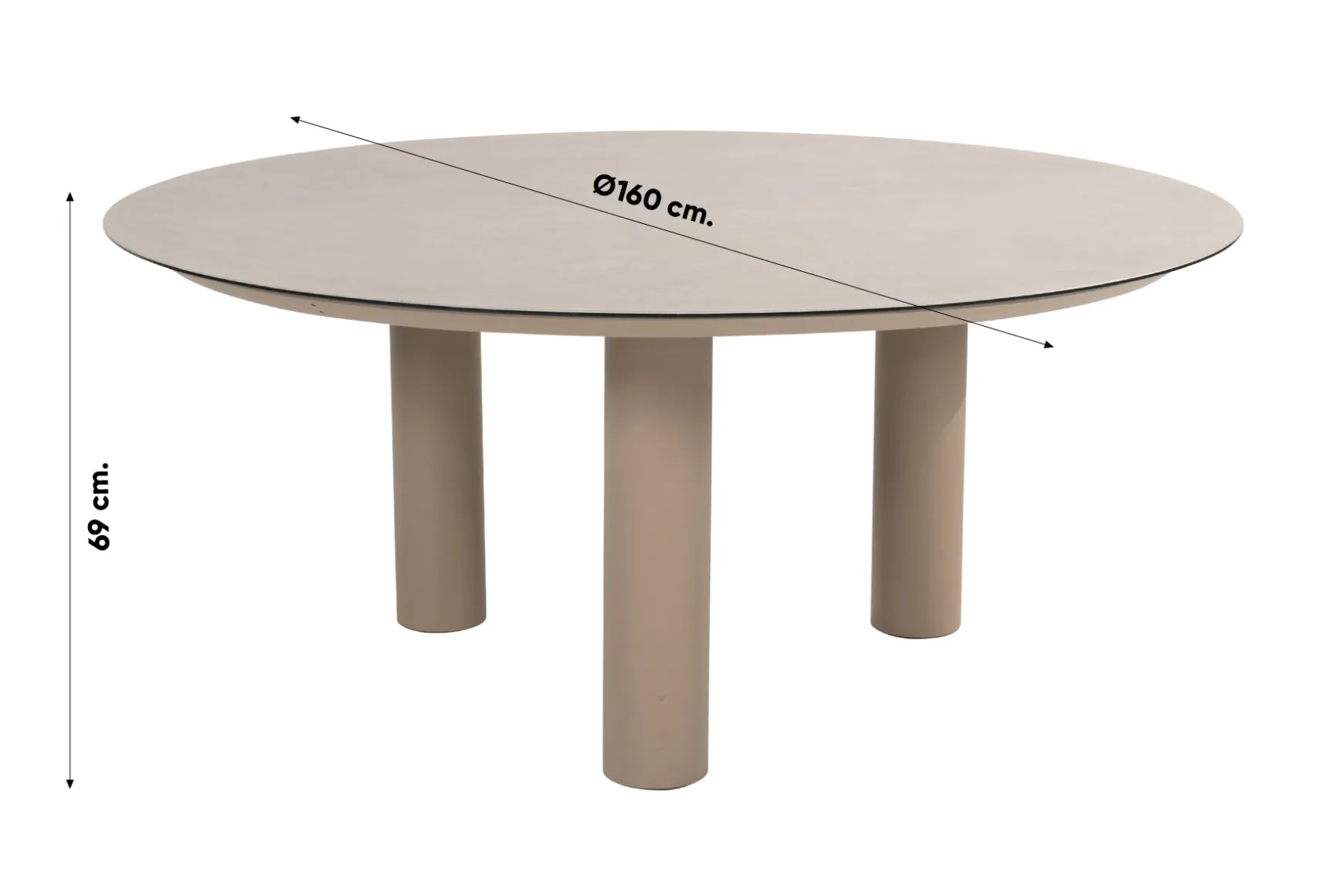 Taste Donato low dining tuintafel Ø160 cm. - Latte