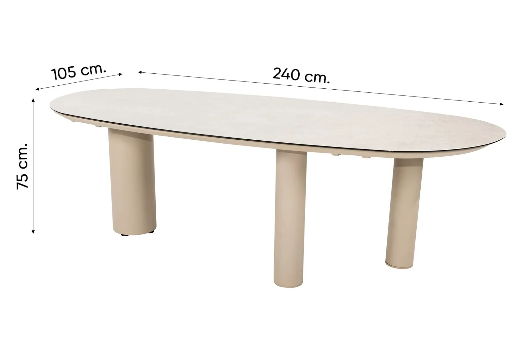 Taste Eva/Denia 6-persoons organische (mango-vorm) tuinset 240x105 cm. - Latte
