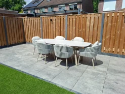 Taste Eva/Manolo 6-persoons Deens ovale dining tuinset 240x103 cm. - Latte