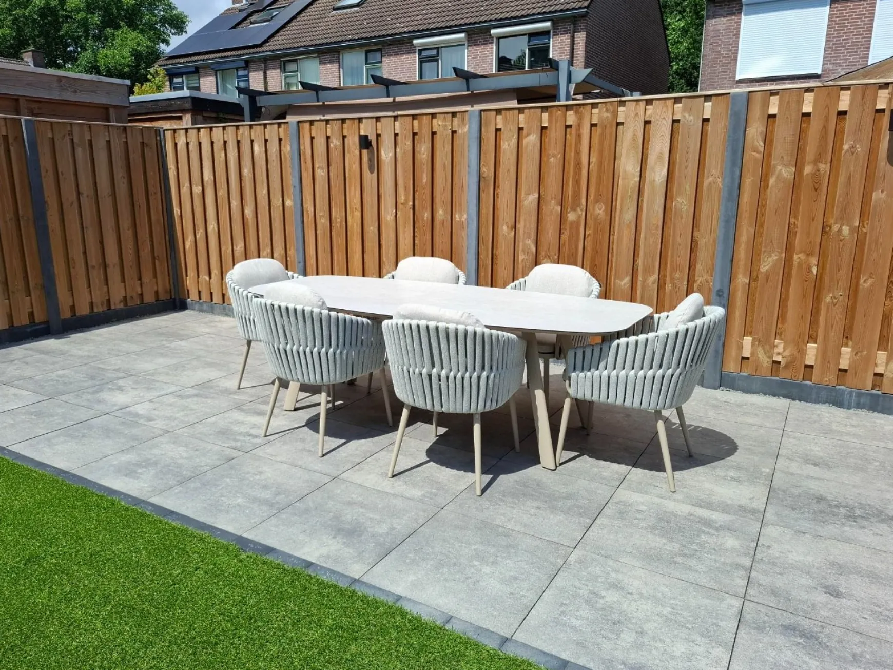 Taste Eva/Manolo 6-persoons Deens ovale dining tuinset 240x103 cm. - Latte
