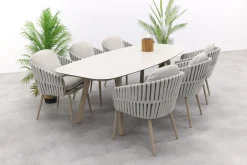 Taste Eva/Manolo 6-persoons Deens ovale dining tuinset 240x103 cm. - Latte