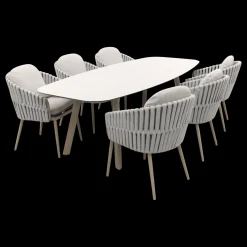 Taste Eva/Manolo 6-persoons Deens ovale dining tuinset 240x103 cm. - Latte