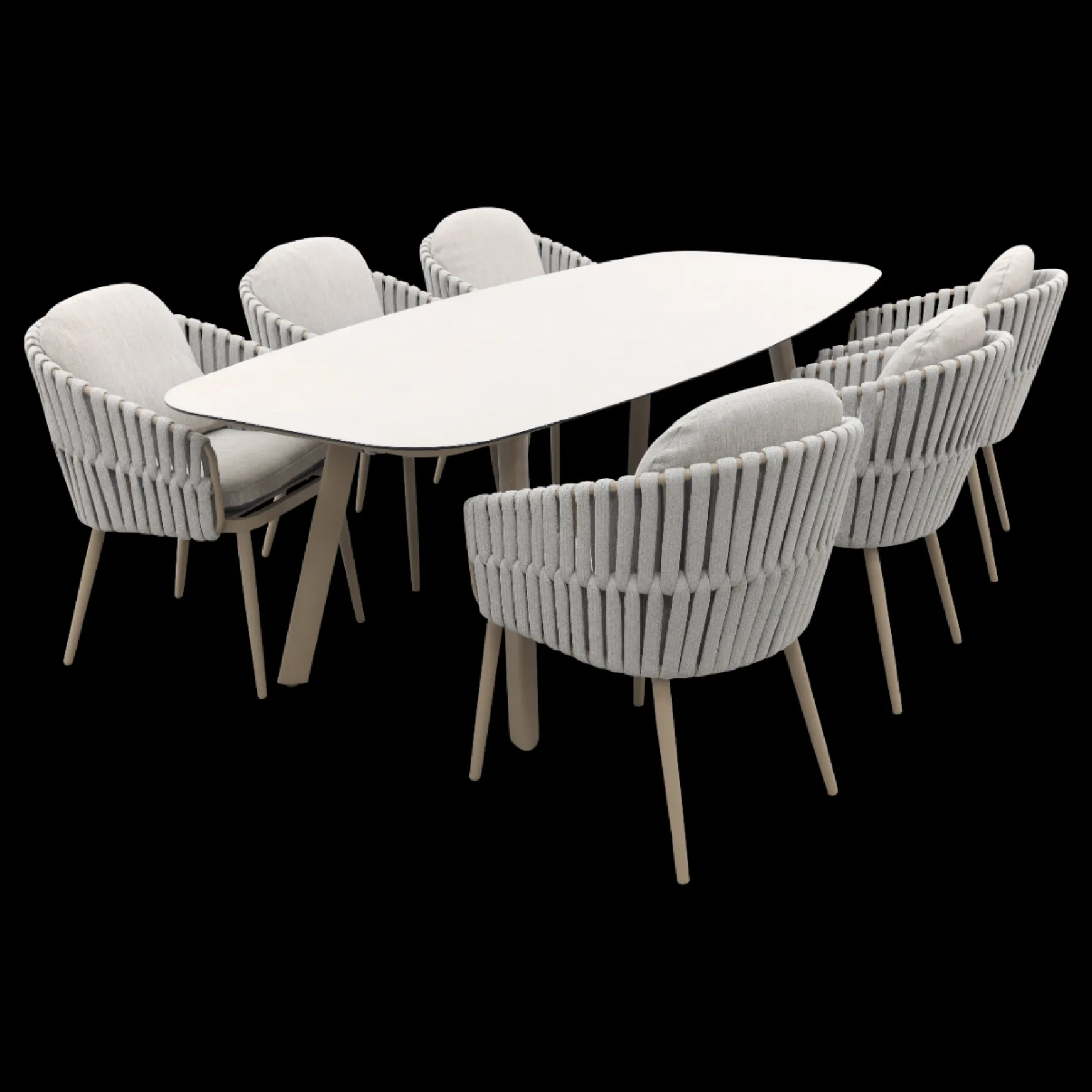 Taste Eva/Manolo 6-persoons Deens ovale dining tuinset 240x103 cm. - Latte