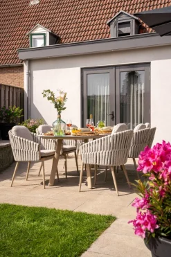 Taste Eva/Manolo 6-persoons Deens ovale dining tuinset 240x103 cm. - Latte