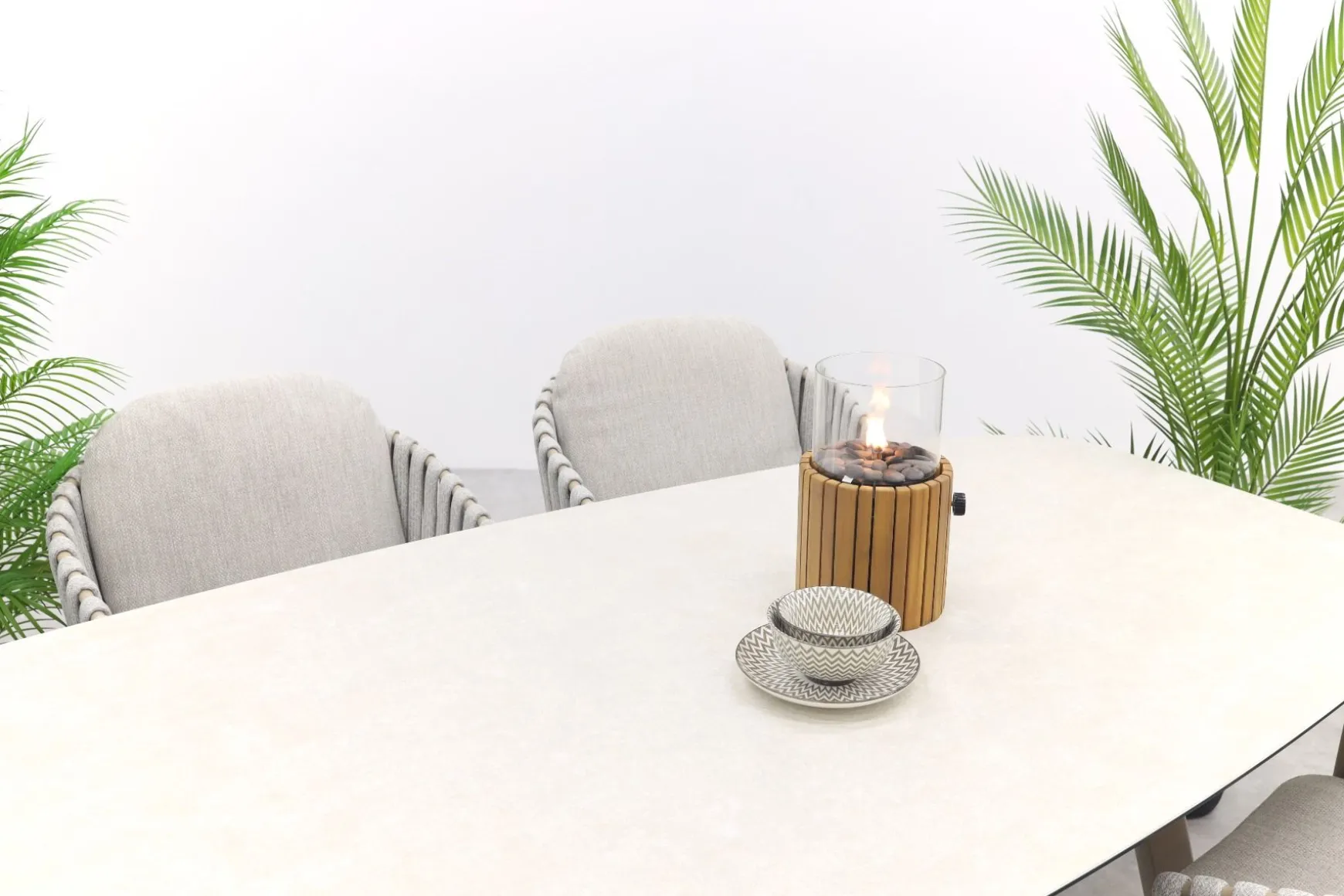 Taste Eva/Manolo 6-persoons Deens ovale dining tuinset 240x103 cm. - Latte