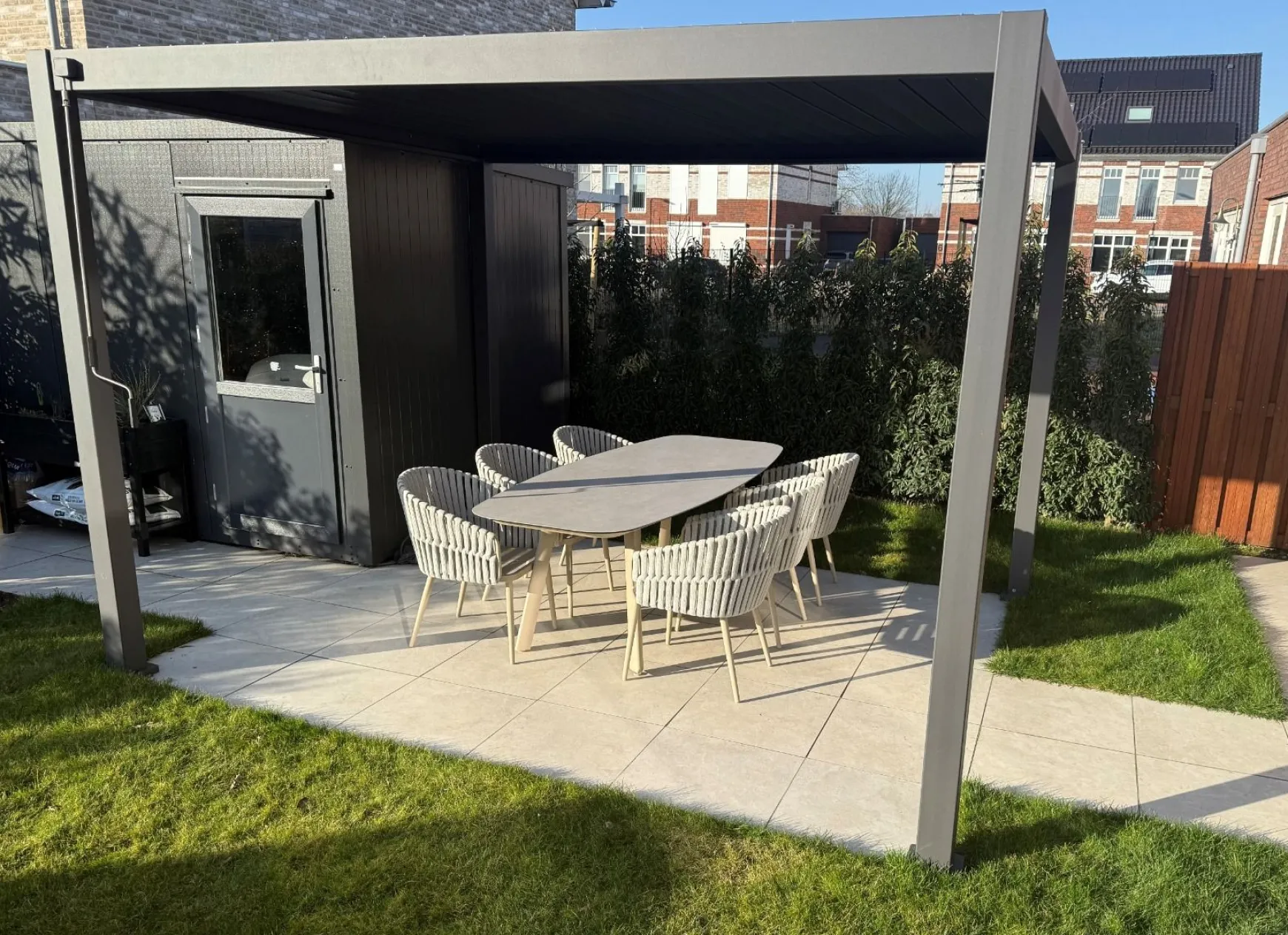 Taste Eva/Manolo 6-persoons Deens ovale dining tuinset 240x103 cm. - Latte
