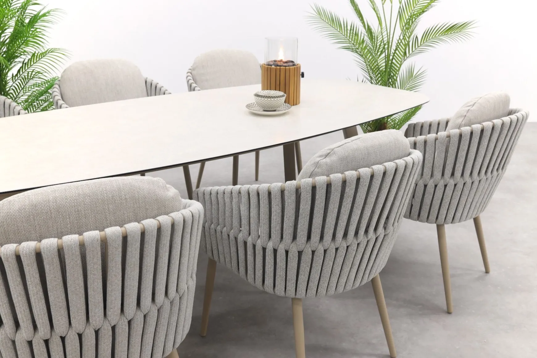 Taste Eva/Manolo 6-persoons Deens ovale dining tuinset 240x103 cm. - Latte
