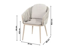 Taste Eva/Manolo 6-persoons Deens ovale dining tuinset 240x103 cm. - Latte