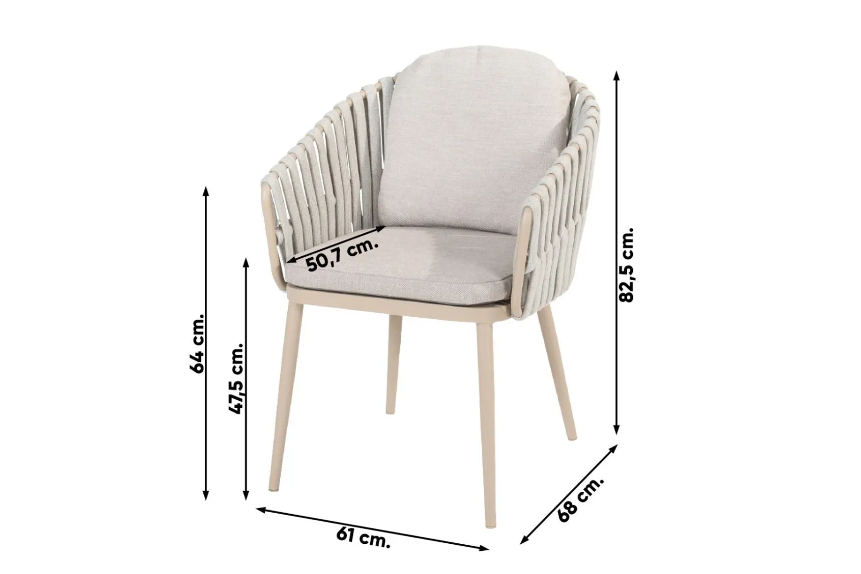 Taste Eva/Manolo 6-persoons Deens ovale dining tuinset 240x103 cm. - Latte
