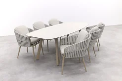Taste Eva/Manolo 6-persoons Deens ovale dining tuinset 240x103 cm. - Latte