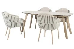 Taste Eva/Manolo 4-persoons Deens ovale dining tuinset 180x95 cm. - Latte