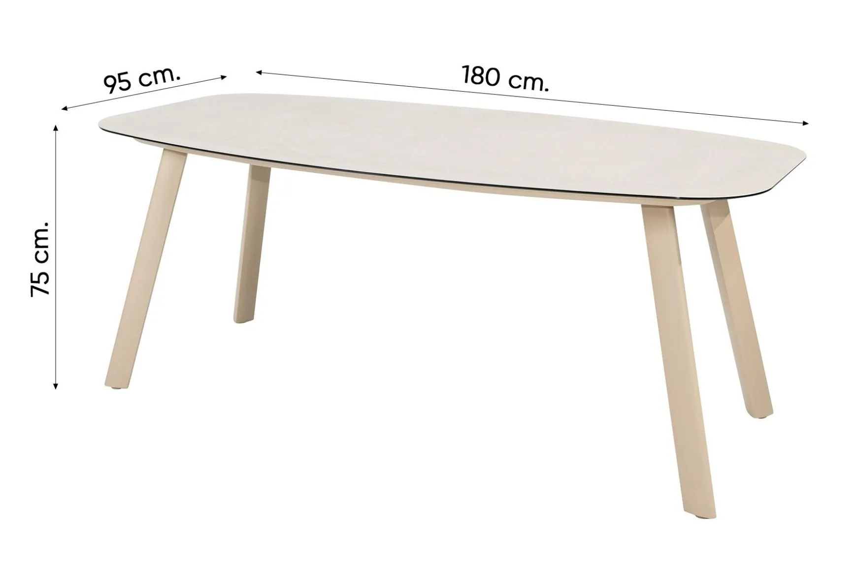 Taste Eva/Manolo 4-persoons Deens ovale dining tuinset 180x95 cm. - Latte