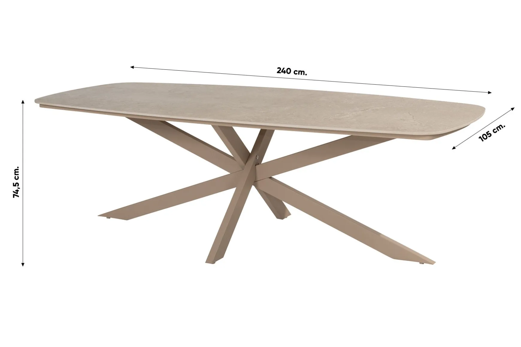 Taste Eva/Prado Deens ovale 6-persoons tuinset 240x105 cm. - Latte