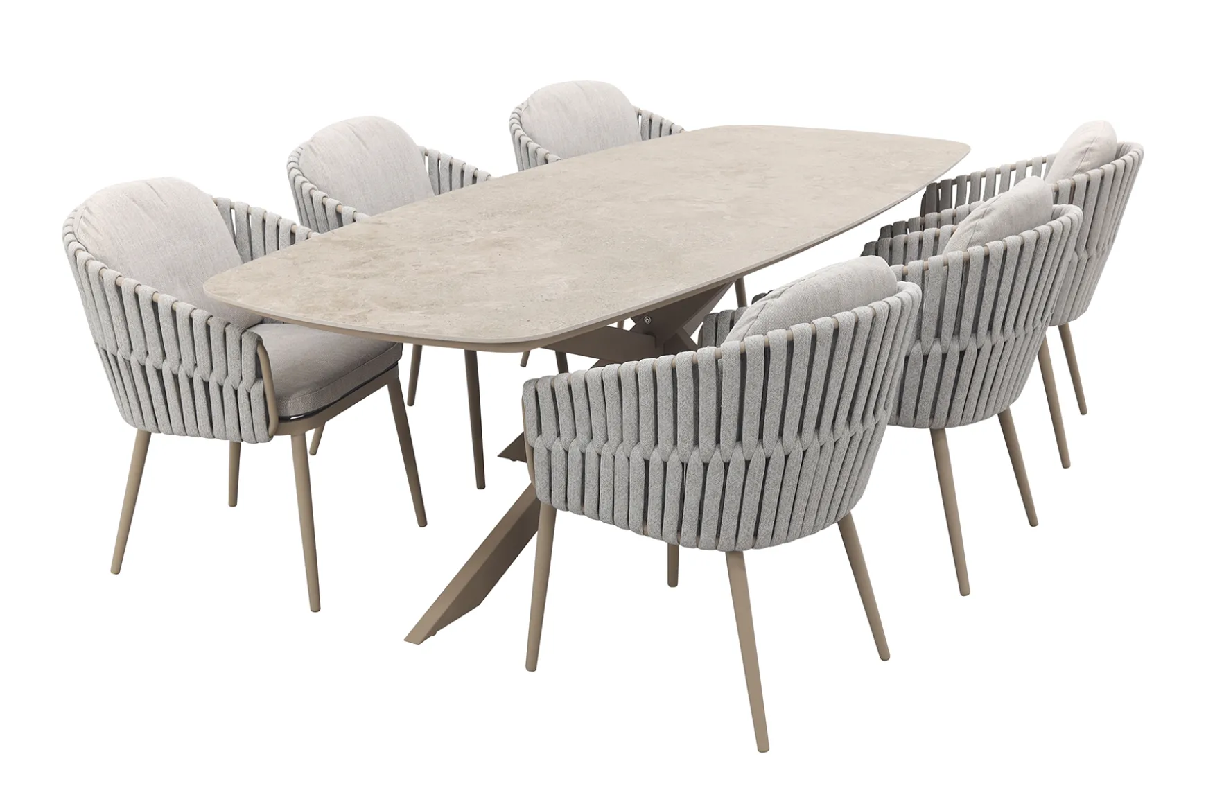 Taste Eva/Prado Deens ovale 6-persoons tuinset 240x105 cm. - Latte