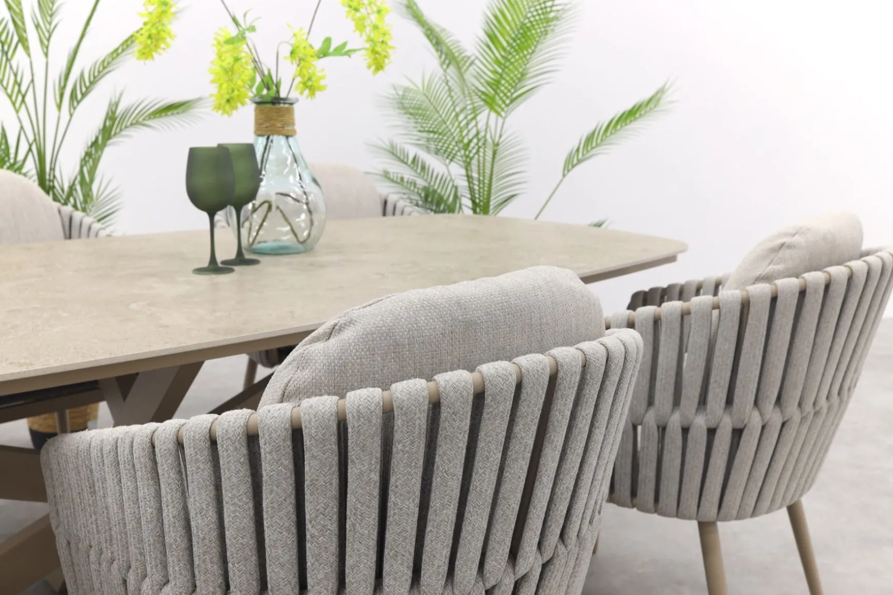 Taste Eva/Prado Deens ovale 6-persoons tuinset 240x105 cm. - Latte