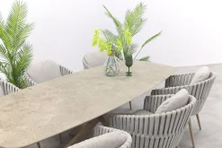 Taste Eva/Prado Deens ovale 6-persoons tuinset 240x105 cm. - Latte