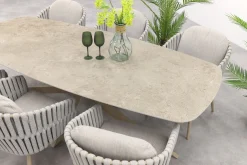 Taste Eva/Prado Deens ovale 6-persoons tuinset 240x105 cm. - Latte