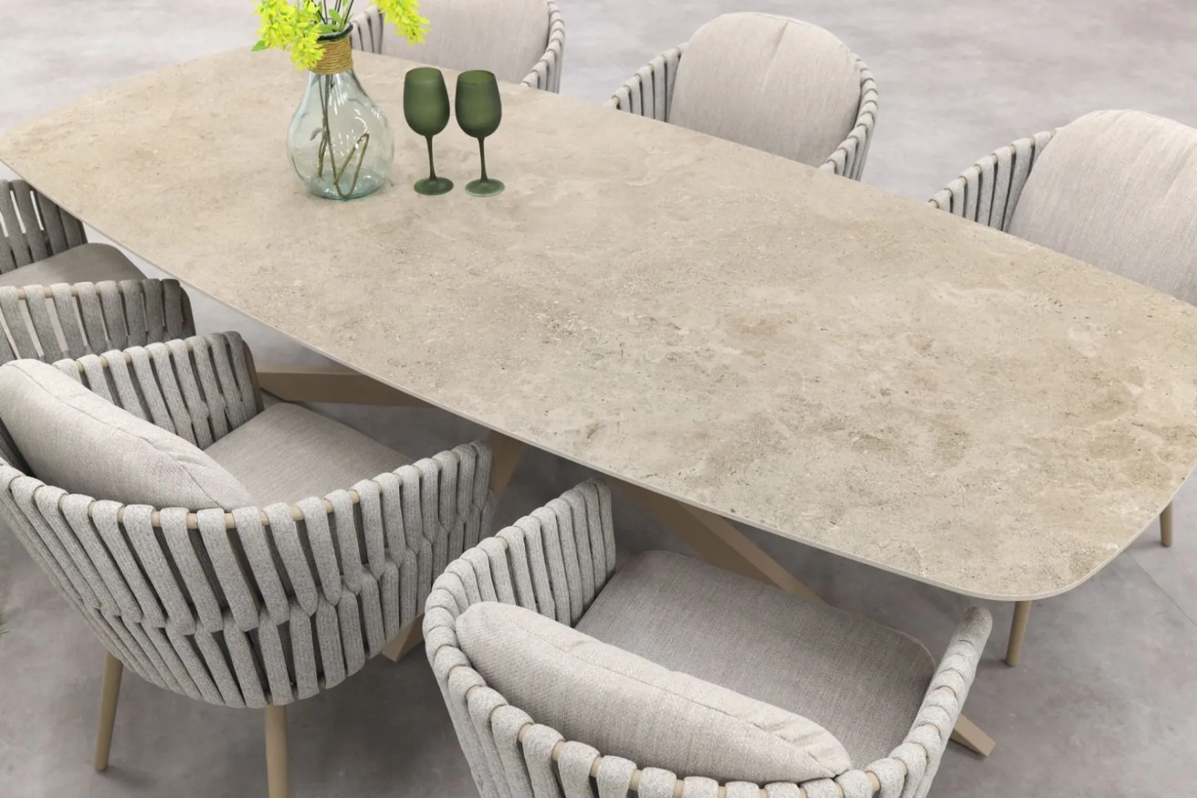Taste Eva/Prado Deens ovale 6-persoons tuinset 240x105 cm. - Latte