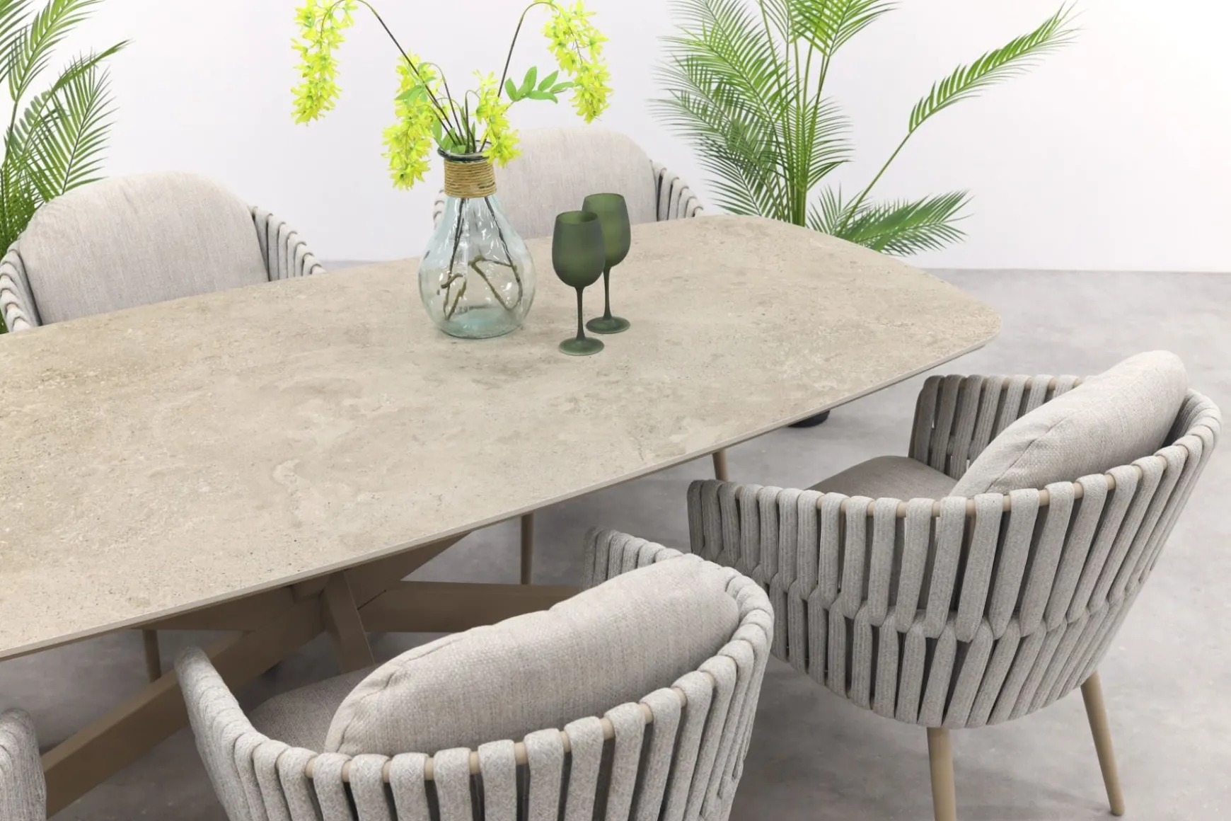 Taste Eva/Prado Deens ovale 6-persoons tuinset 240x105 cm. - Latte