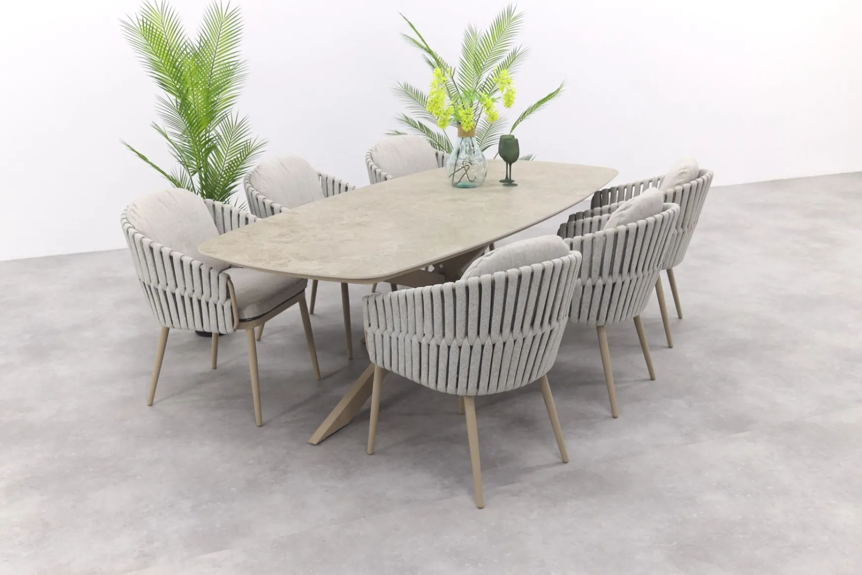 Taste Eva/Prado Deens ovale 6-persoons tuinset 240x105 cm. - Latte